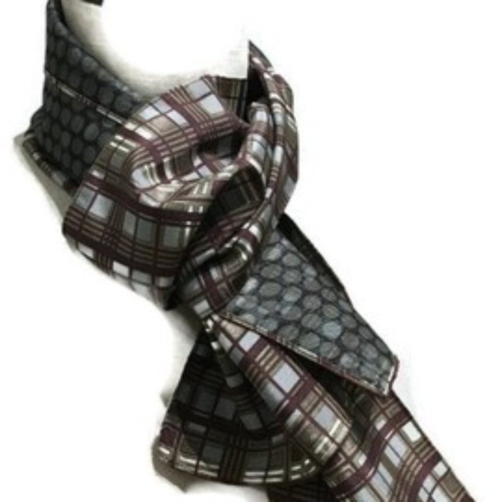 Givenchy Haute Couture Silk Scarf 2-Sided Geometric Plaid Print Scarf - Vintage